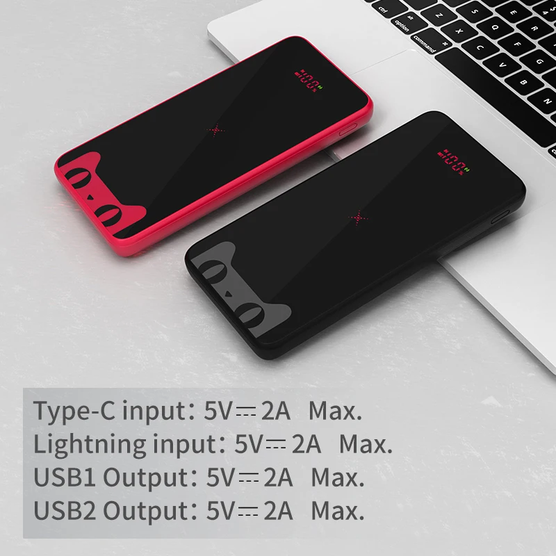 Cargador inalámbrico Baseus 10000mAh Qi para iPhone Samsung S10 Xiaomi mi 9 Batería Externa cargado