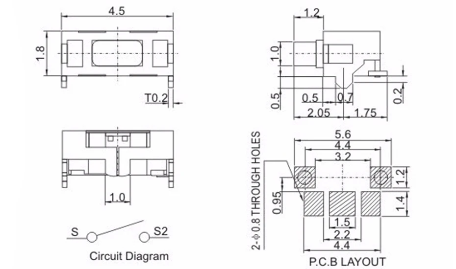 10 шт./лот 2x4 2*4*3,5 мм микро SMD Такт переключатель боковой кнопки переключатель телефонная кнопка