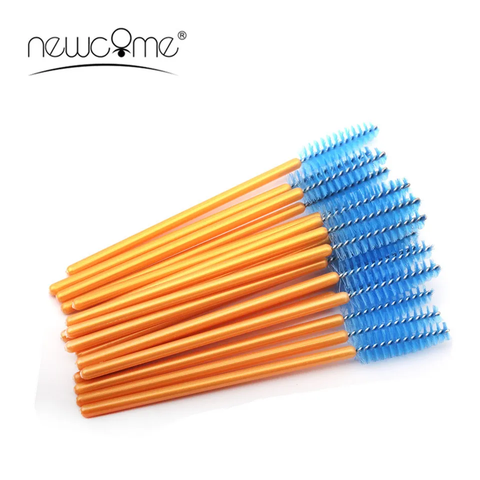 

Wholesale 50Pcs One Off Disposable Brush Golden Eyelash Brush Mascara Applicator Wand Brush for Eyelash Extension Makeup Tools