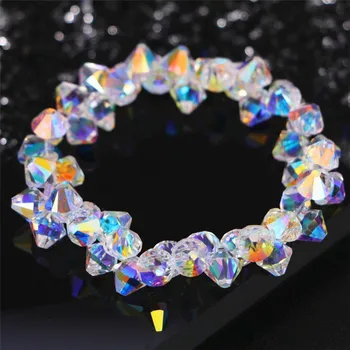 

2018 Hot New Fashion 2Color White\Champagne Crystal Beaded Bracelets Women Handmade Shiny Charm Bracelets Jewelry Mujer Pulseras