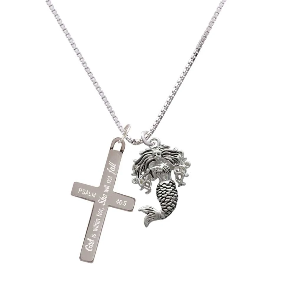 Mermaid - She will not Fall - Cross Necklace