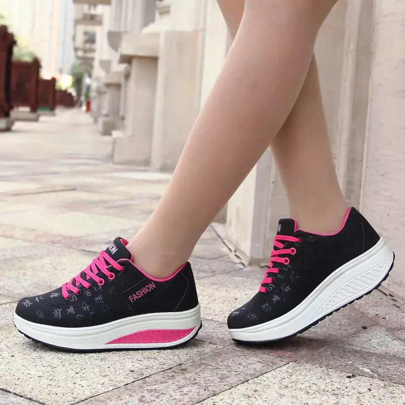 

Fashion Women Heightening Shoes Soft Bottom Rocking Sneakers white leather sneakers womens Outdoor Walking Cushioning size 35-42