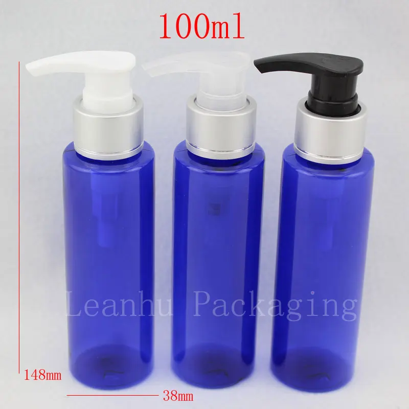 100ML blue shampoo bottle with cream silver lotion pump used for