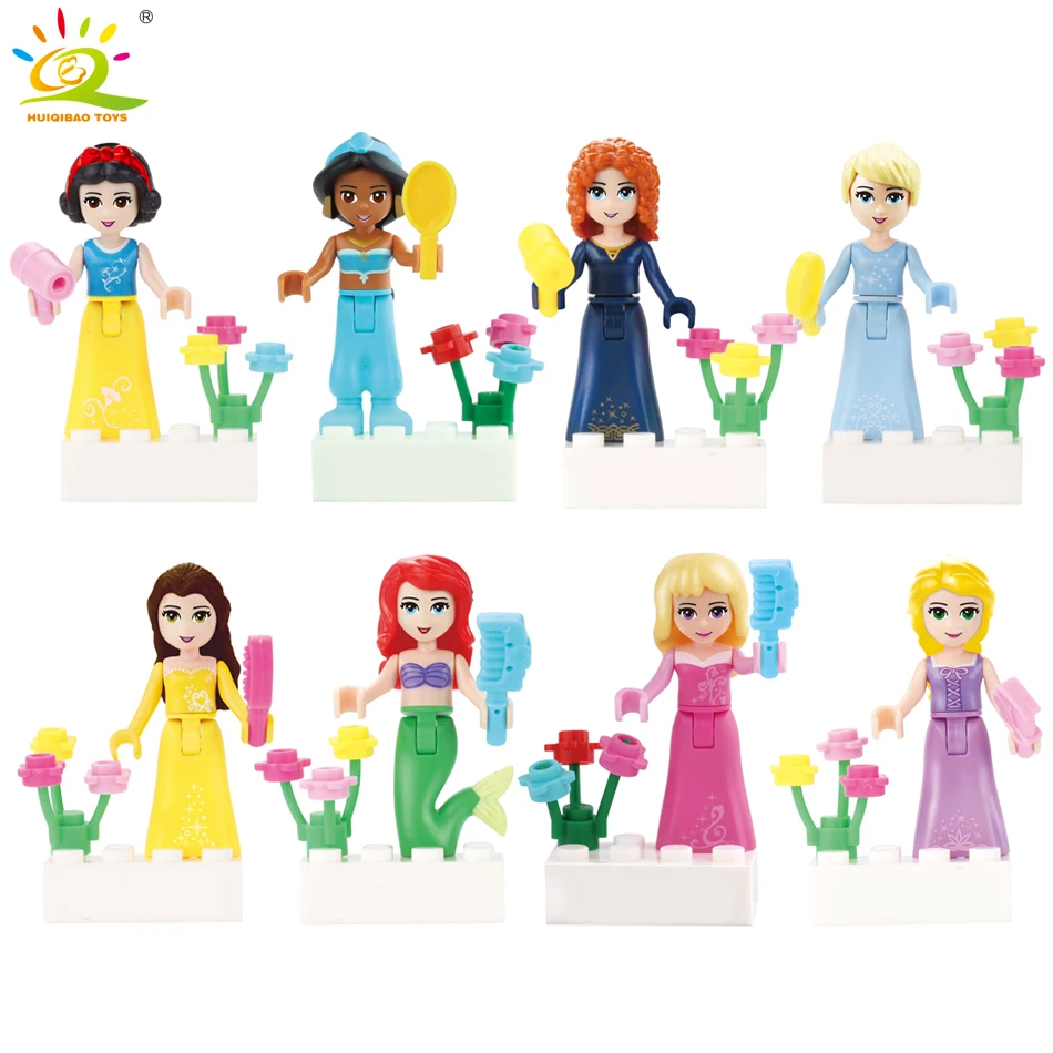 

8Pcs Fairy Tale Princess Anna Elsa Girl Building Bricks Blocks Figures Children Toys Compatible With legoingly Friends for girls