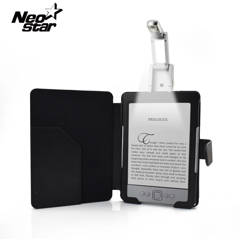 

Fashion PU Leather Case Cover for Amazon Kindle 4 5 Generation E-book E Reader 6 Inch Slim Wallet Tablet + LED Light Stylus Pen