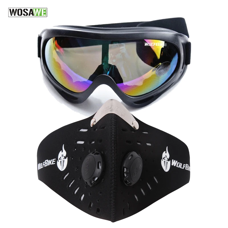 WOSAWE Лыжная маска для лица для сноуборда зимние очки для снегохода ветрозащитные очки для катания на лыжах очки для мотокросса и велоспорта с фильтром для рта - Цвет: Многоцветный