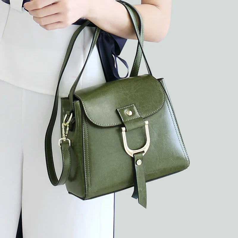 

LKX European Style Genuine Leather Women Handbags Single Shoulder Messenger Bag Pure Color Ladies Female Tote Bags Drop Ship