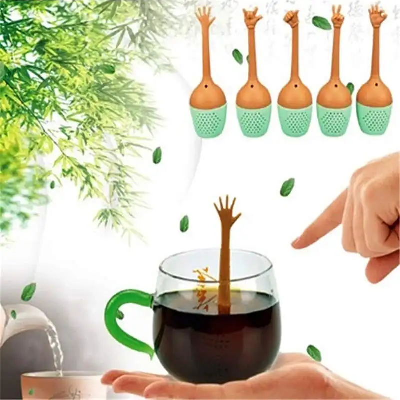 

Creative Hand Gestures Tea Infuser Coffee tea Herbal Spice Holder Brewing Tools Filter Silicone Strainer
