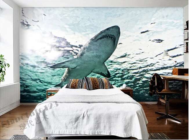 Benutzerdefinierte 3d Grosse Wandgemalde Marine Aquarium Shark Wohnzimmer Sofa Tv Wand Schlafzimmer Hintergrund Wand Papier Wall Paper Large Muralcustom 3d Aliexpress