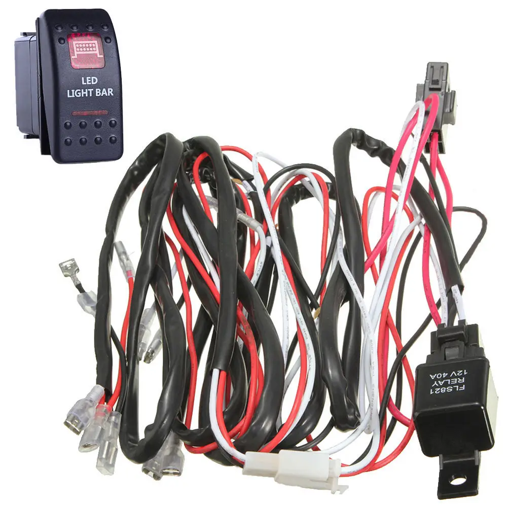 Ee Support 40a Wiring Harness Kit Red Led Light Bar Rocker
