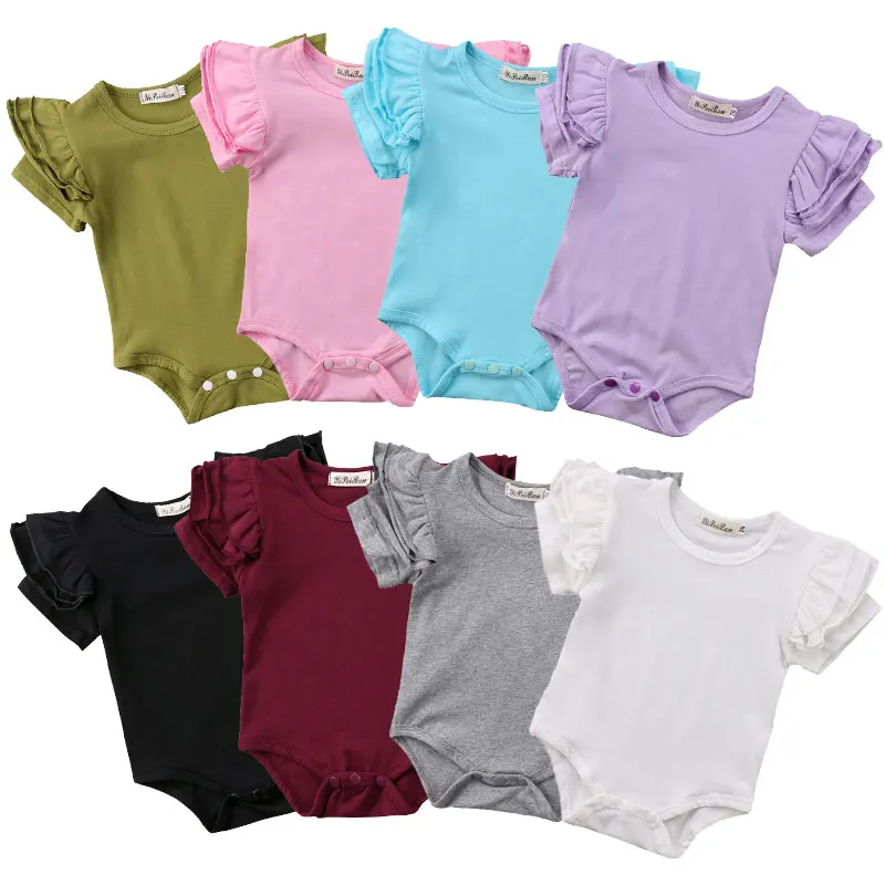 

8 colors Kid Baby Girls Romper 2018 New Short Sleeves Ruffle Romper For infant Girls Cotton Jumpsuit Baby Girls Clothing Costume