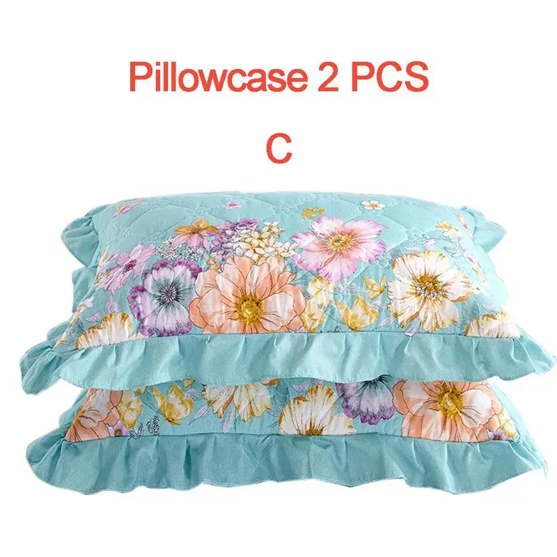Новинка, 150*200 см, цветочный принт, покрывало на кровать, юбка, защитный чехол, стеганая, утолщенная, кружевная, покрывало на кровать, серия цветов - Цвет: 2 pillowcases