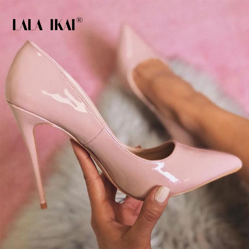 

LALA IKAI Pointed Toe Women Thin Heel Shoes 12cm High Heel Pumps Sexy Office Lady Shoes Classic Wedding Party Shoes 014C2086 -49