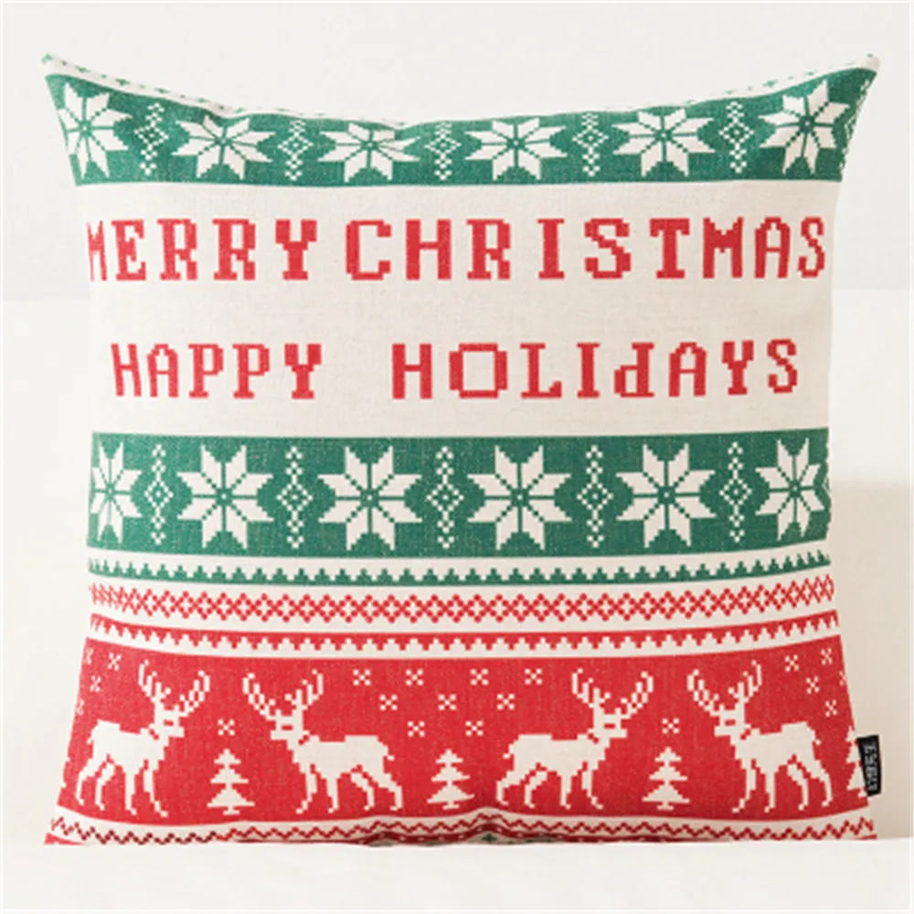 Merry Christmas декоративная подушка, чехол для подушки наволочка, снежный Рождественский олень, поясничная подушка, чехол для дивана, украшение для автомобильного магазина