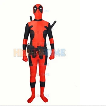 

Hot Newest red Deadpool costume Spandex full body suit Deadpool superhero Costume free shipping