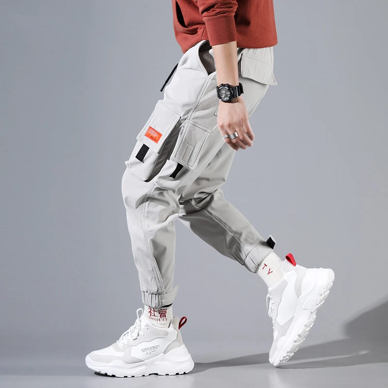 Hip Hip Cargo Pants Men Ankle Length Pants Men s Joggers Streetwear Solid Color 2019 Spring 4