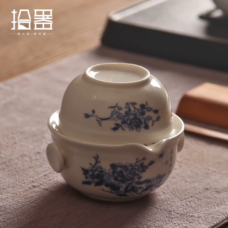 

2018 Kung Fu Tea Set Include 1 Pot 1 Cup Porcelain Teacup Elegant Gaiwan Beautiful Easy Ceramic Teapot Kettle Coffee Cup Gift