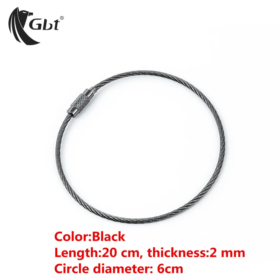 Кольцо для ключей 304 ячеистая сеть нержавеющей стали кольцо бытовой трос с футляр для хранения брелок - Цвет: Черный