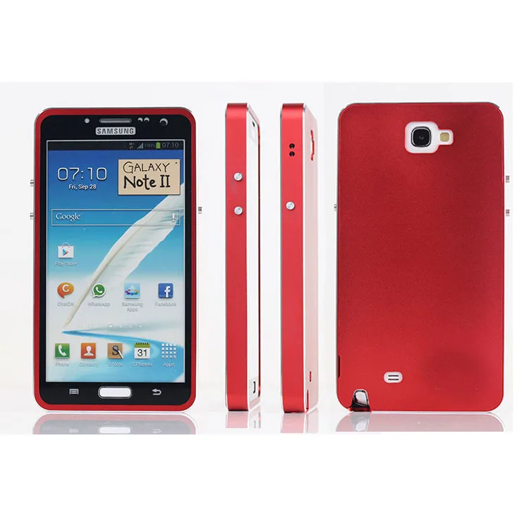 Case for Samsung Galaxy Note 2 N7100 7100 NoteII Luxury Alloy Slim 3 in 1 With Toughened Glass Screen Protector Phone |