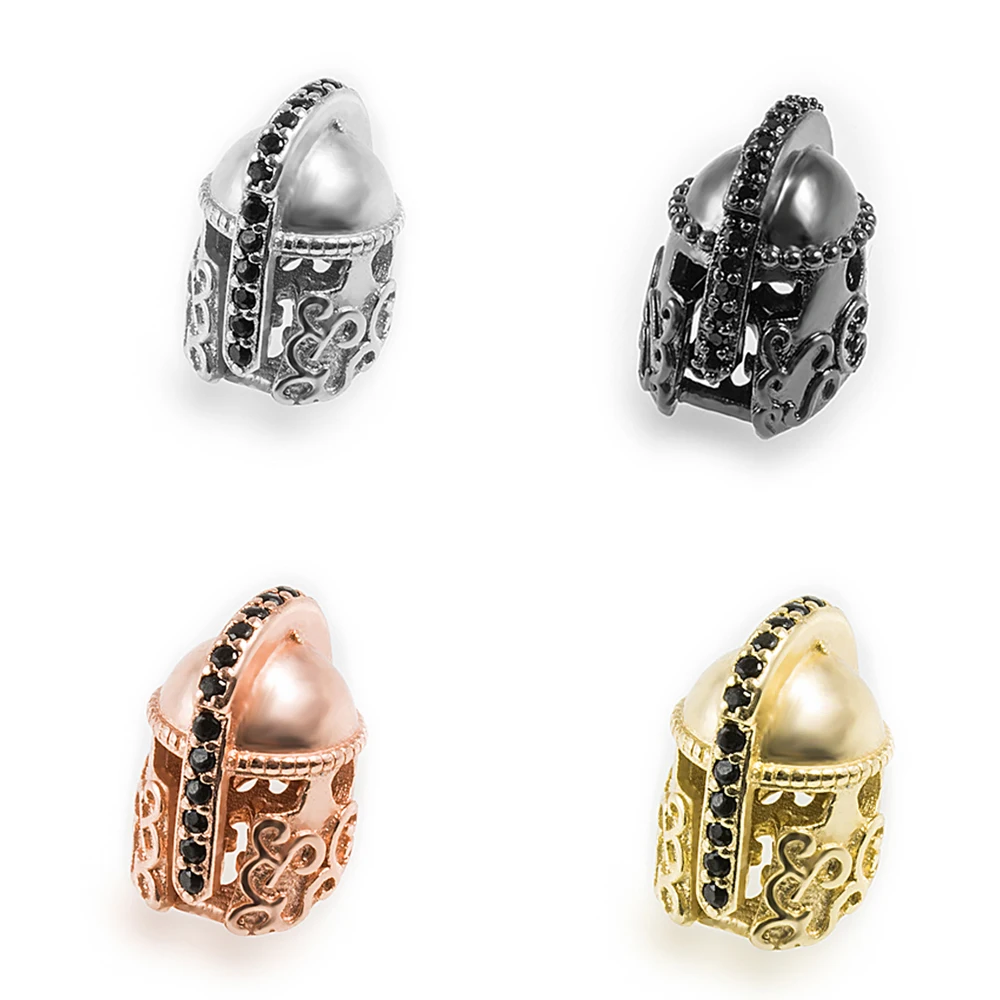 

NEW Micro Pave Luxury Warrior Helmet Jewelry Making CZ DIY Hero Knight Helmet Connector Bracelet Accessories Wholesale QM149