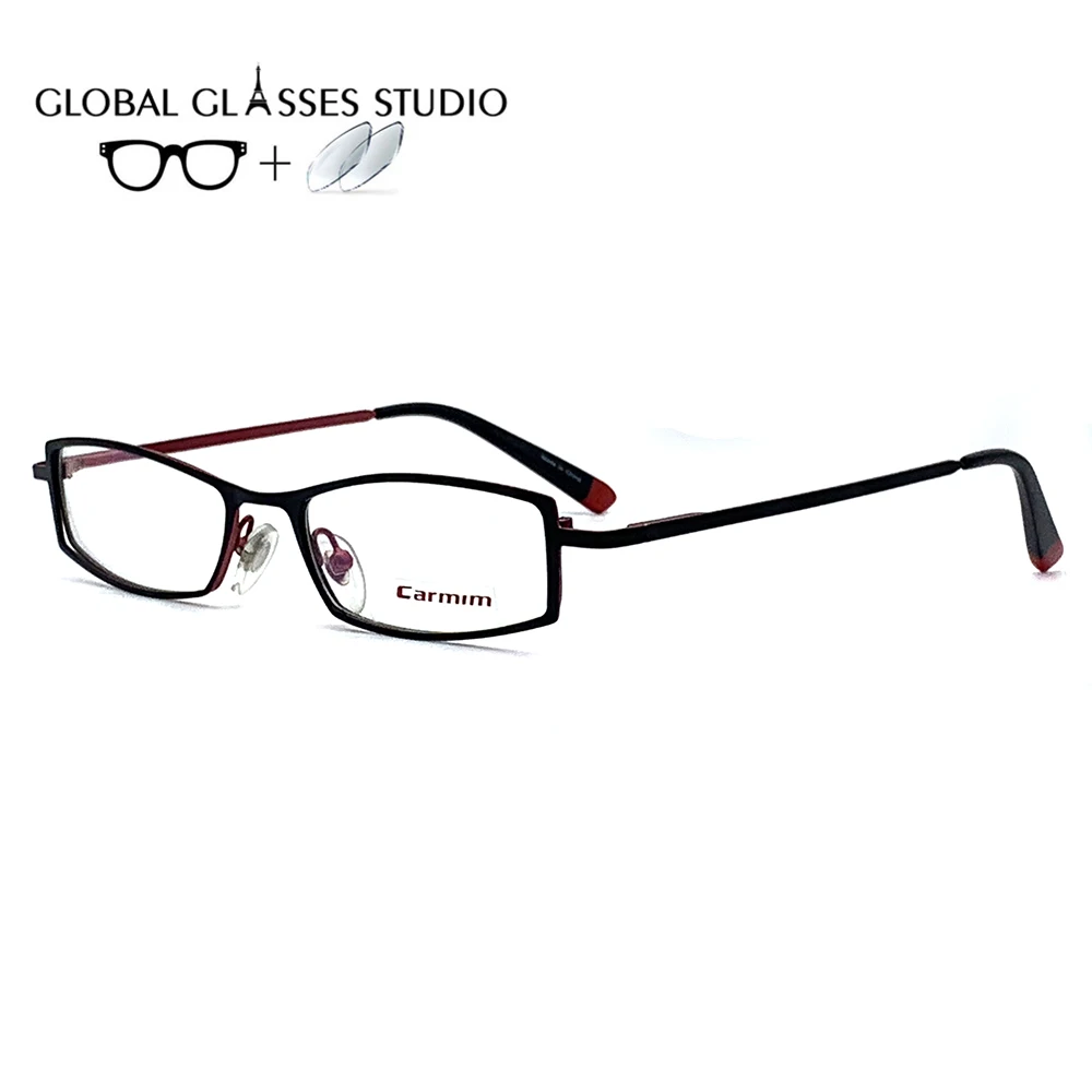 

Women Metal Glasses Frame Eyewear Eyeglasses Reading Myopia Prescription Lens 1.56 Index 0001-BLACK/RED