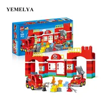 109 большие блоки городской пожарный отдел пожарные строительные блоки детские DIY Совместимые части игрушек с Duploe для детских подарков