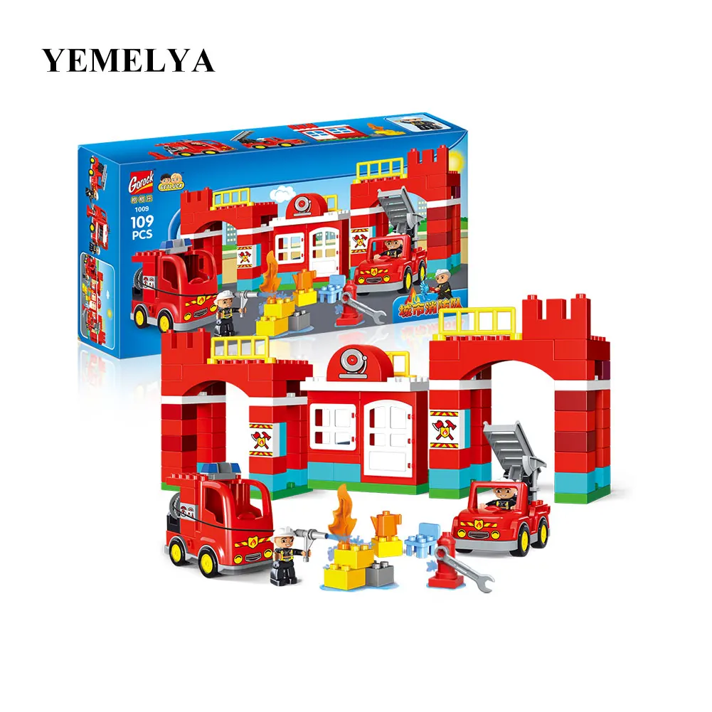 

109 Large Big Blocks City Fire Department Firemen Building Blocks Det Kids DIY Bricks Toys Compatible With Duploe For Baby Gifts