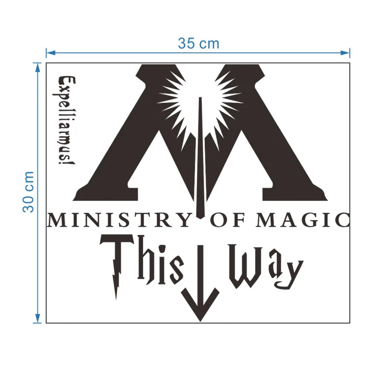 Ministry of magic this way наклейки на стену для туалетной двери ванная комната Гарри Поттер пародия наклейки-цитаты на стену домашний Декор виниловые обои