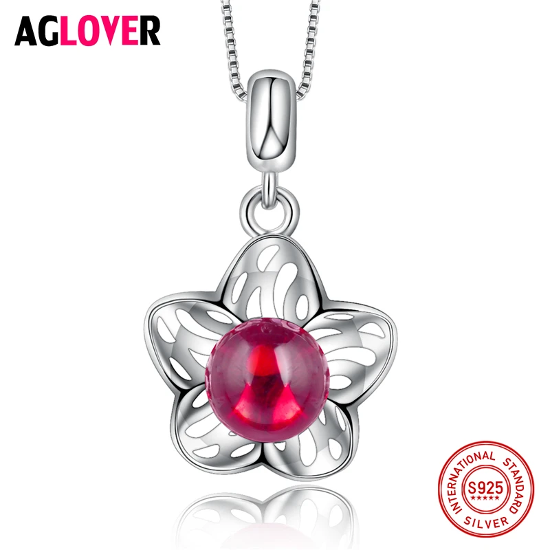 

Queen Fashion Solid 925 Sterling Silver Women Flower Star Necklace with Cubic Zircon Ladies Pendant Necklaces Wedding Jewelry