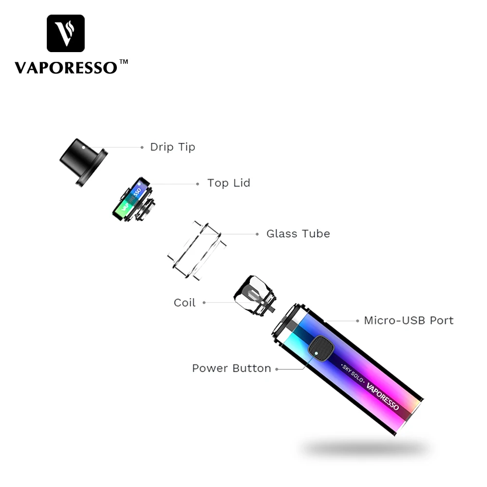 Koop Originele Vaporesso Sky Solo Plus 8ml Starter Kit 3000 mAh Sky Solo vape pen Kit 3.5ml 1400mAh gebruik GT Mesh Coil AIO E sigaret Vape Kit