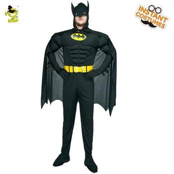 

Adult MAN Batman Costume With Black Outfit American Superman Cartoon Character Role Play Costume for Halloween Carnival Party