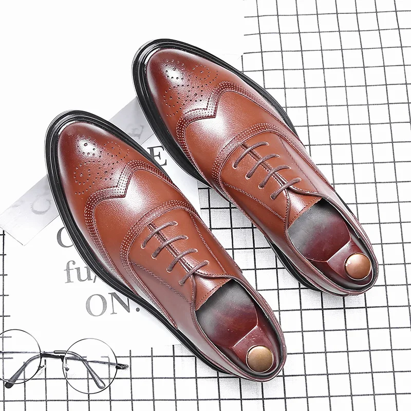 

Summer Bullock Men's Shoes, British Tide Shoes, Casual Business Dress Shoes, Men's Sharp Black Wedding Shoes