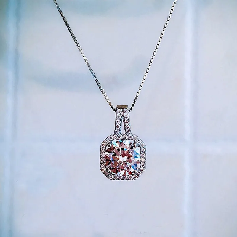 Фото Новое поступление 925 Стерлинговое серебро квадратная AAA циркон кулон ожерелья