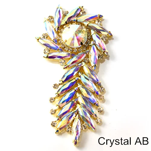 4 формы, 1 шт., цветные стразы с кристаллами AB, аппликация, пришитые стразы, Золотое дно для украшения шляпы, свадебное платье B1213 - Цвет: Crystal AB