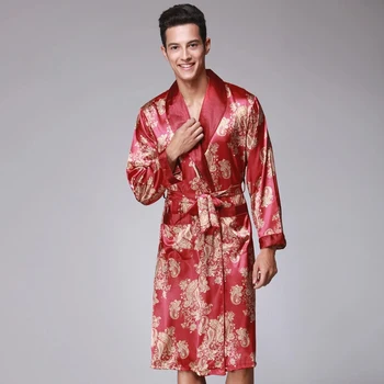 

Print Kimono Bathrobe Gown Nightdress Men Intimate Lingerie Home Dress Lougne Sleepwear Nightdress Robe Summer New pajamas