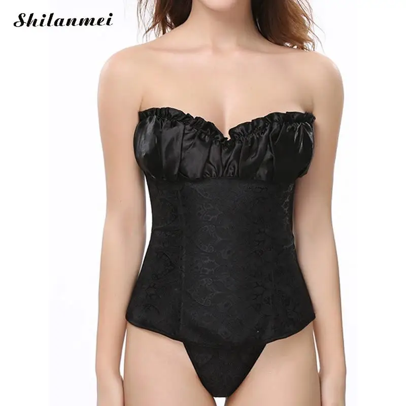 Sexy Strapless Corsets And Bustiers Chic Ruffle Overbust Costume