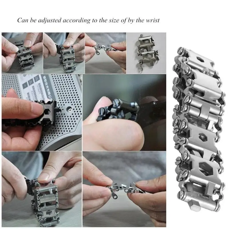 

29 in 1 Multifunction Tool Bracelet Tread Bracelet Stainless Steel Outdoor Bolt Driver Tools Kit Travel Friendly Wearable Tool