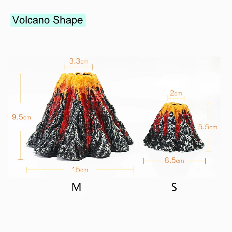 Кислородный насос в форме вулкана для аквариума, декоративный искусственный камень+ воздушный насос для аквариума+ светодиодный светильник, аксессуары для аквариума декорации
