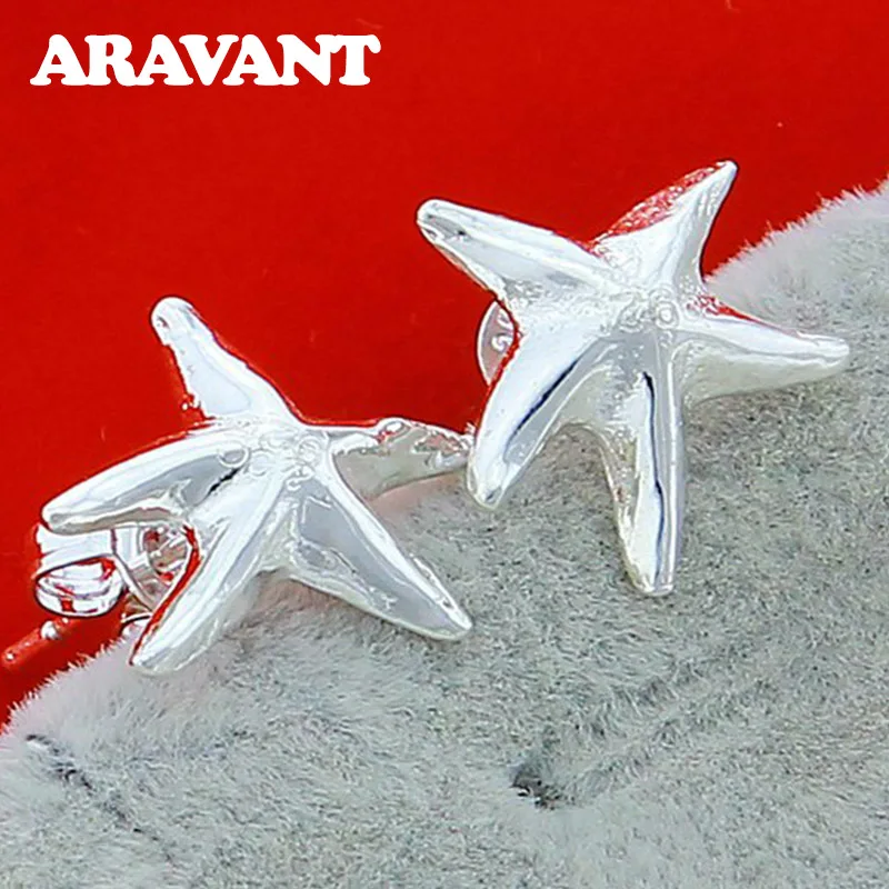 

925 Silver Jewelry Starfish Stud Earring For Women Party Jewelry Gifts