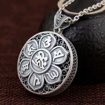 

FNJ 925 Silver Round Pendant Buddha Flower New Fashion Pure Original S990 Thai Silver Pendants Women for Jewelry Making