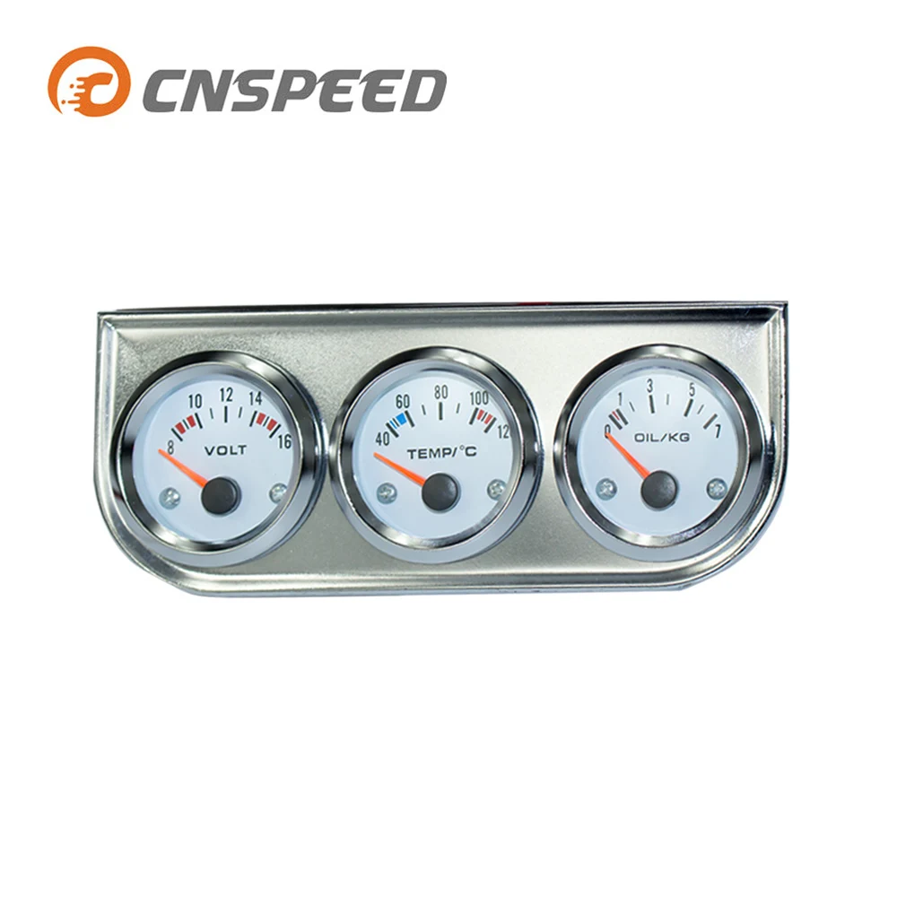 AW-C3 252MM Triple Gauge Kit Voltmeter Water Temp Gauge Oil Pressure Gauge with Sensor Car Meter YC100895 For Cars Trucks Tractors and Marine Engines