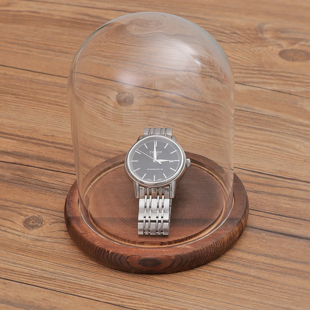 Clear Glass Dome with Wooden Base for Home Wedding Party Centerpiece Display Stand DIY Decor