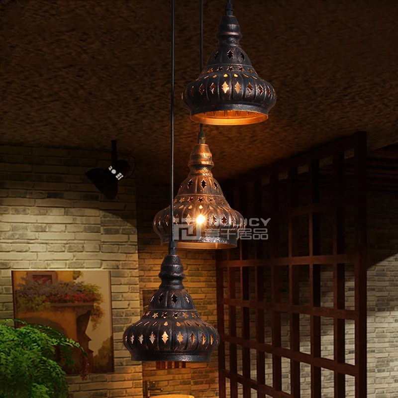 Лофт Индия Винтаж Эдисон подвесной светильник античный промышленный полые металлические люстры Бар Кафе столовая Ресторан Droplighting