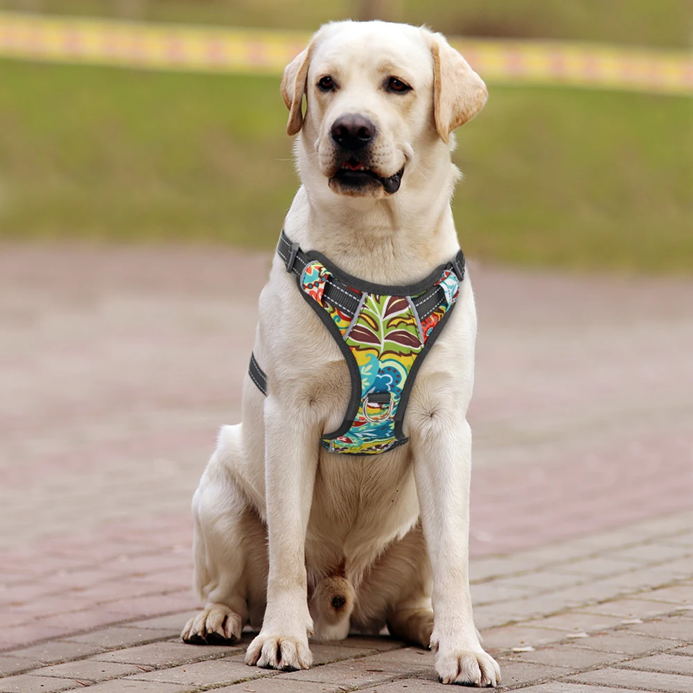 Не тяните нейлоновый собачий поводок жилет светоотражающий K9 регулируемый поводок для собак напечатанные ПЭТ шлейки для щенков для маленьких средних больших собак s-xl