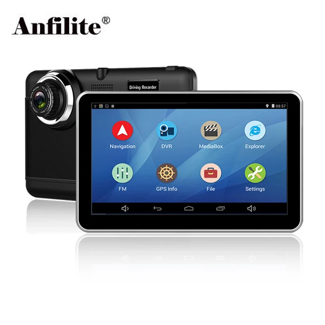 

Anfilite Free shipping 7 inch Capacitive Android WIFI Quad Core car DVR with GPS Navigator dual cameras 1080P truck recorder
