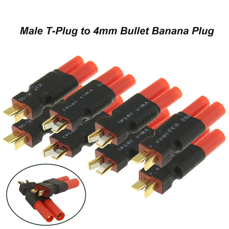 5pcs 4mm RC LiPo Battery Connectors Deans T Plug Male to HXT Connector
