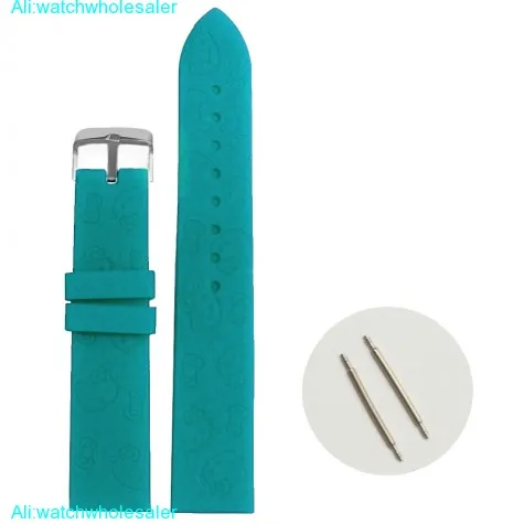 20mm Blue Zircon Cartoon Silicone Jelly Rubber Lady Watch Band Strap WB1086S20JB
