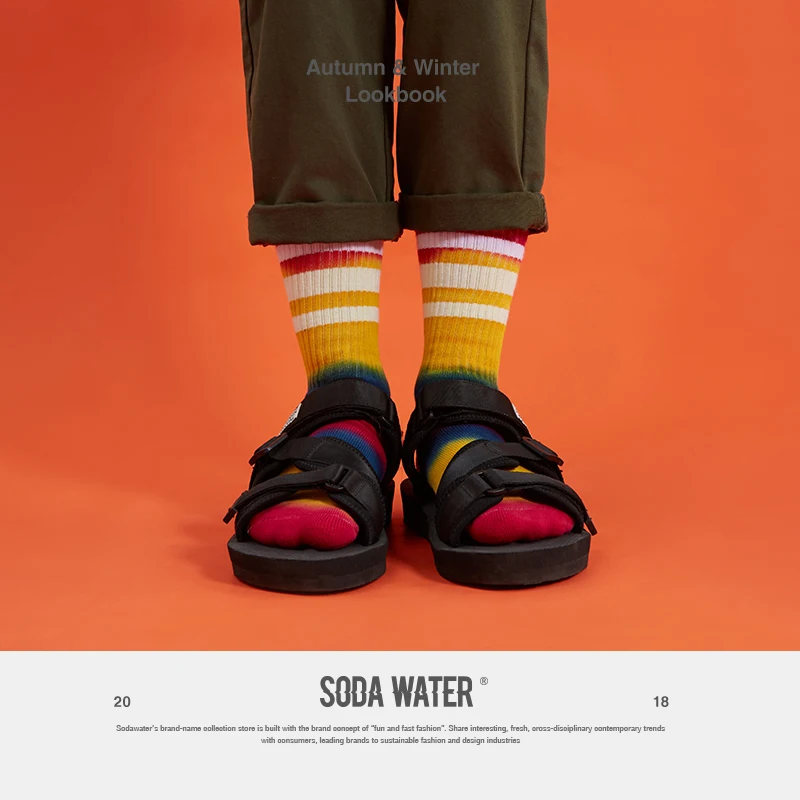Носки SODAWATER мужские повседневные длинные в полоску хлопковые модные уличные рок