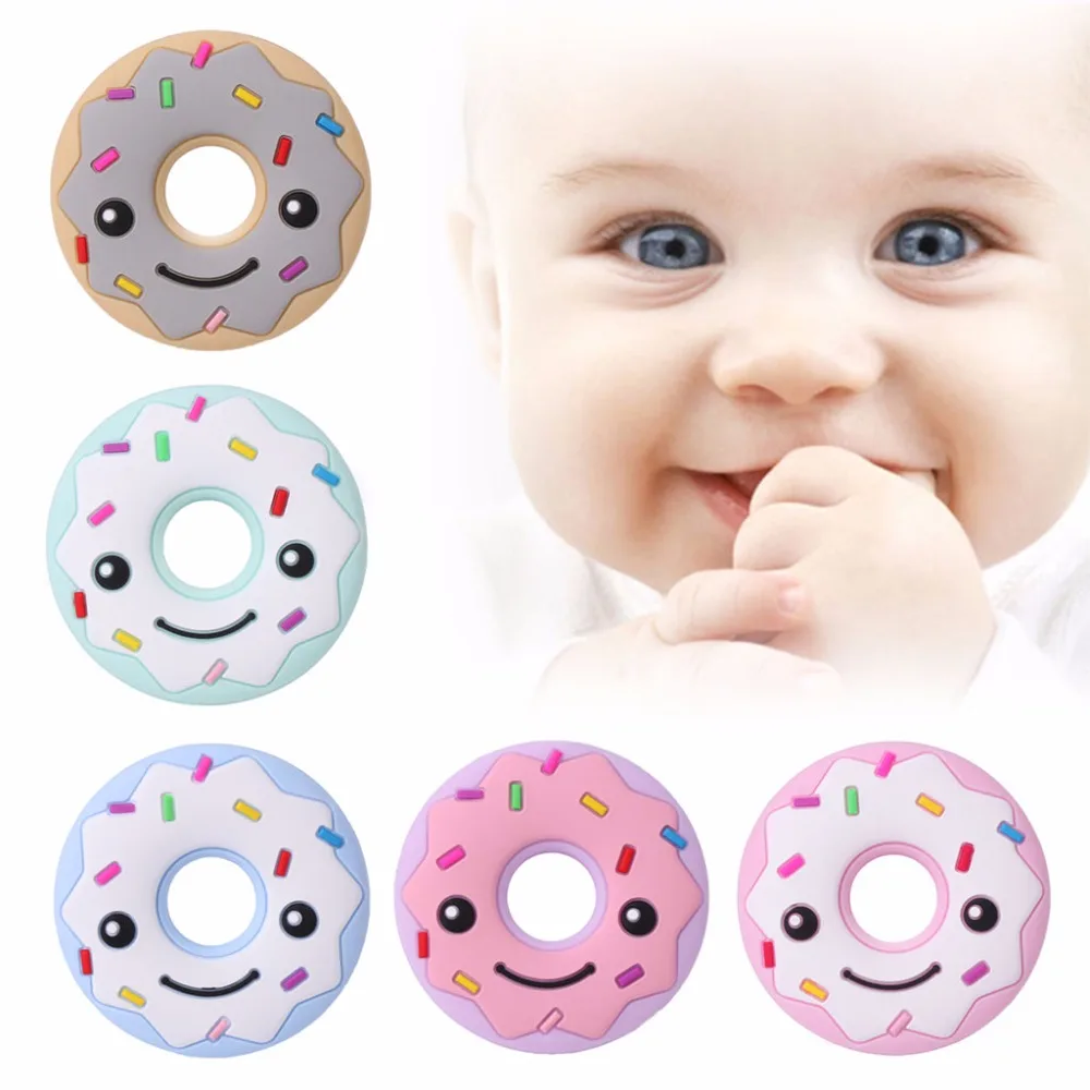 Силиконовый пончик Прорезыватель еды класса BPA бесплатно DIY BabyTeether игрушечное ожерелье кулон
