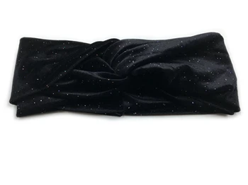 black T175337 новейшая мода хорошая растягивающаяся повязка на голову, Мерцающая маленькая точка, расшитая повязка на волосы "тюрбан" для девочек, толщина головная повязка для женщин - Цвет: black
